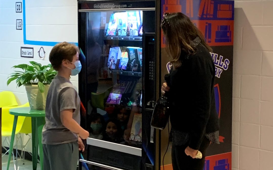 Castle Hills Elementary enjoys their new book vending machine