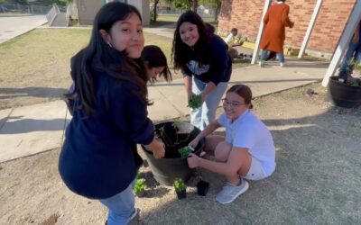 Getting their hands dirty at Ed White Middle School!